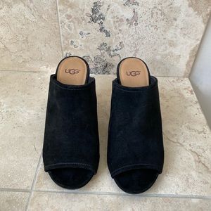 UGG Suede Black Wedge slip on